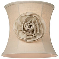Springcrest Almond Linen with Flower Small Drum Lamp Shade 11" Top x 12" Bottom x 11" High (Spider) Replacement with Harp and Finial
