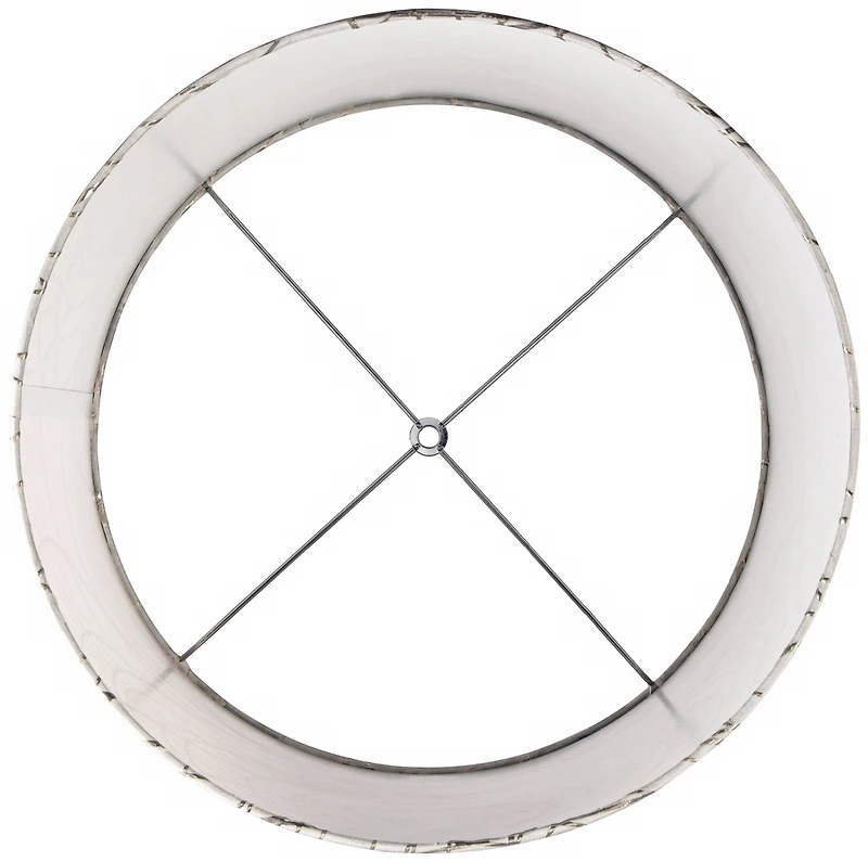 Springcrest Set of 2 Drum Lamp Shades Off-White Silver Circles Medium 15" Top x 16" Bottom x 11" High Spider with Harp and Finial