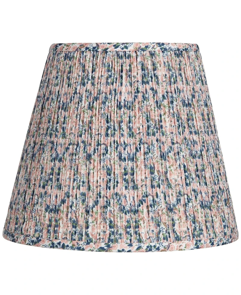 Springcrest Collection Hardback Shirred Empire Lamp Shade Pink Blue Floral Medium 8" Top x 13" Bottom x 11" Slant Spider with Harp and