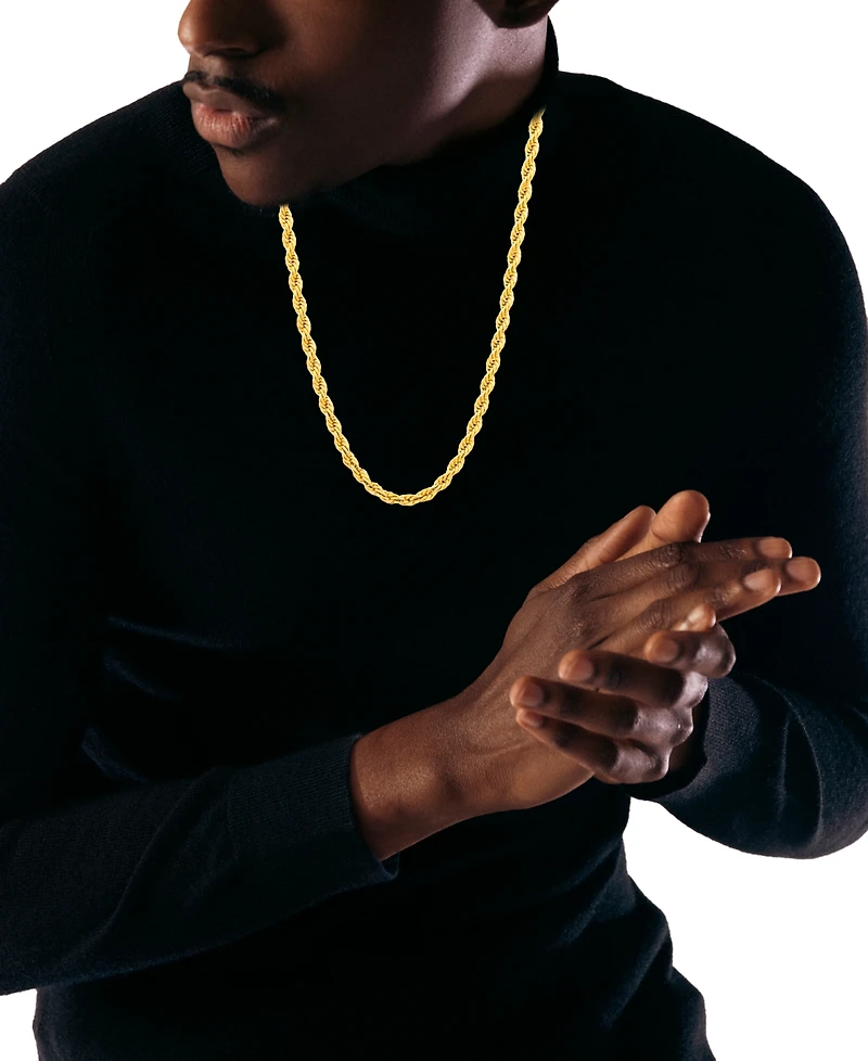 Legacy for Men by Simone I. Smith Men's Rope Link 24" Chain Necklace in Gold-Tone Ion-Plated Stainless Steel