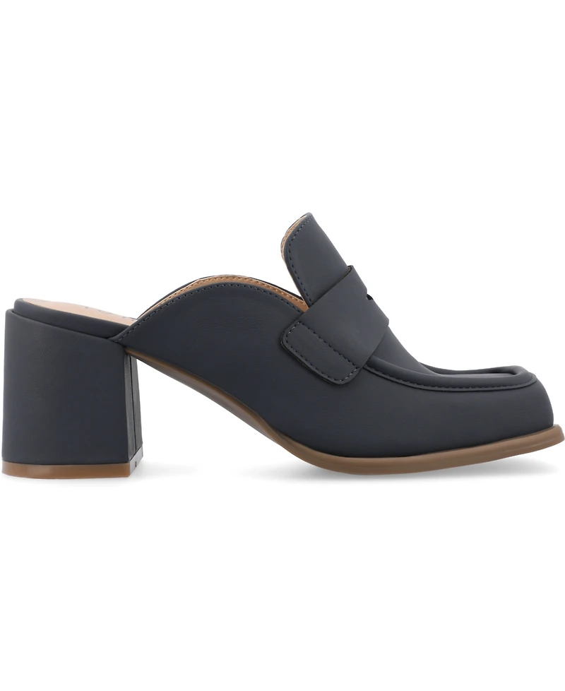 Journee Collection Women's Bayley Square Toe Block Heel Loafer Mules
