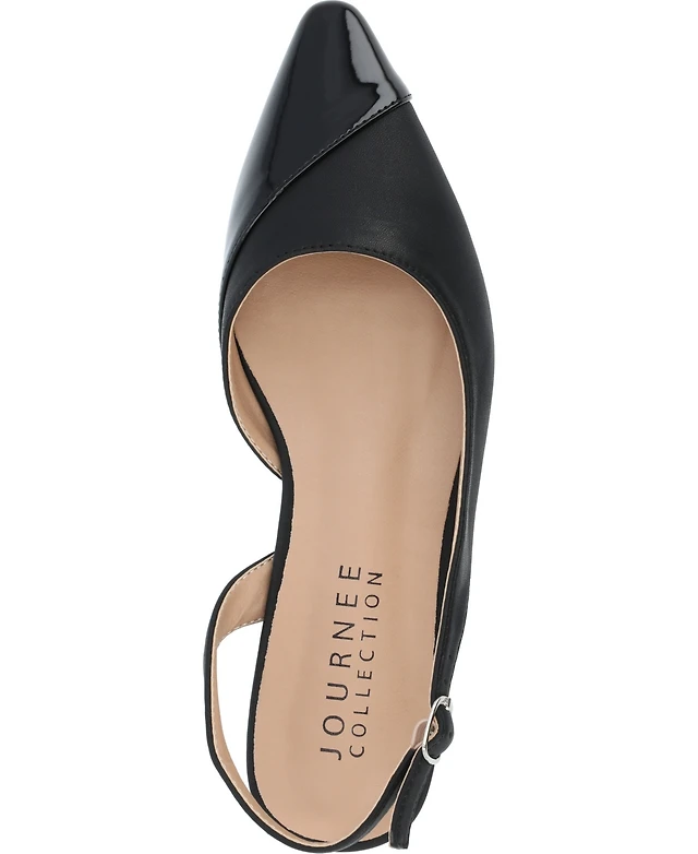 Journee Collection Women's Daphnne Slingback Pointed Cap Toe Flats