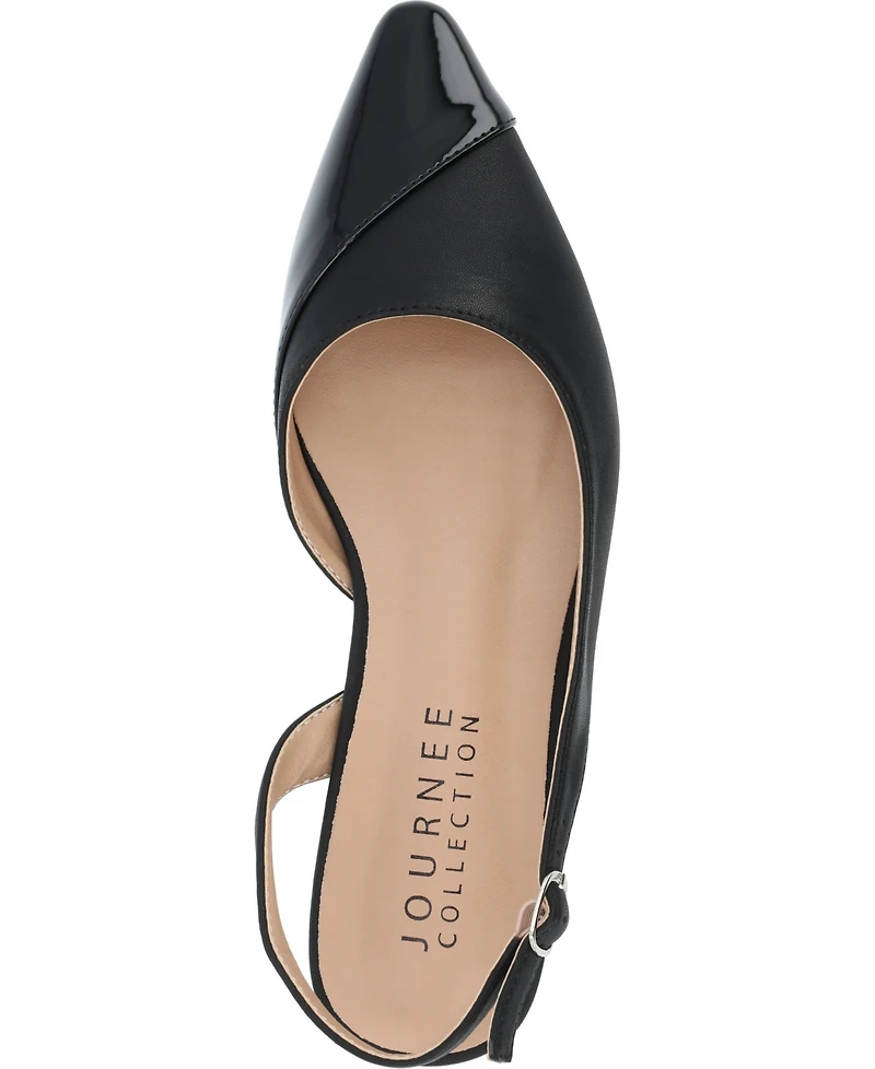Journee Collection Women's Daphnne Slingback Pointed Cap Toe Flats