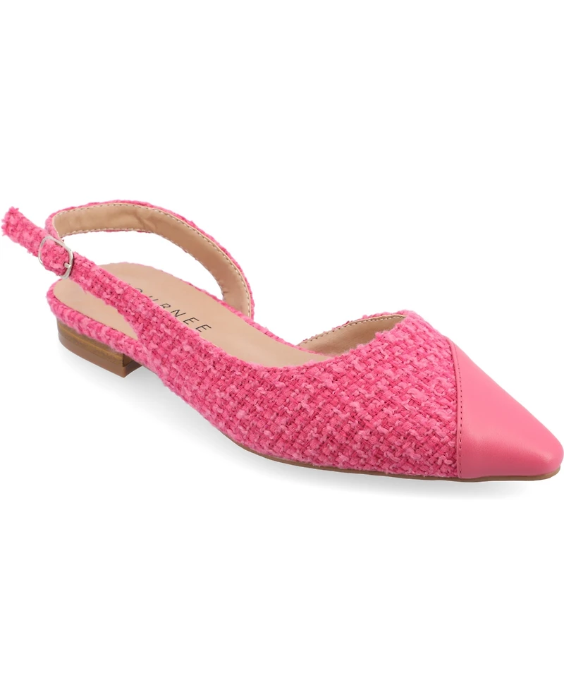 Journee Collection Women's Daphnne Slingback Pointed Cap Toe Flats