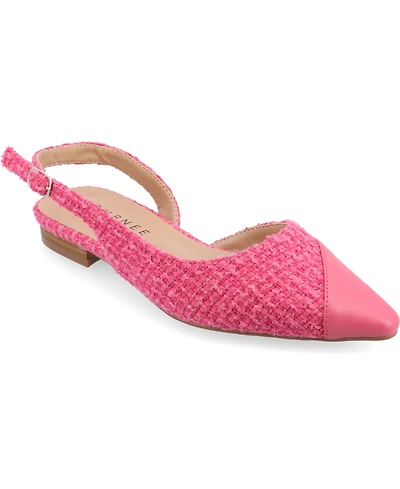 Journee Collection Women's Daphnne Slingback Pointed Cap Toe Flats