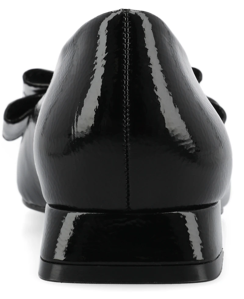 Journee Collection Women's Ophelia Bow Low Block Heel Dress Flats