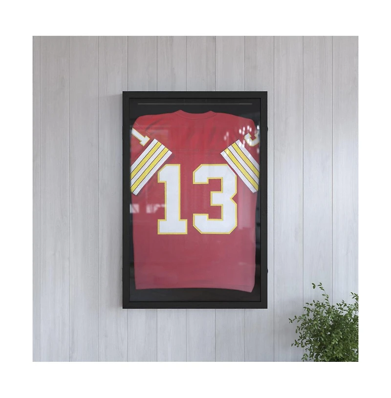Hbcy Creations Jersey Display Case - Solid Wood with Uv Treated Acrylic Window Anti-Theft Lock 2 Keys For All Types of Jerseys