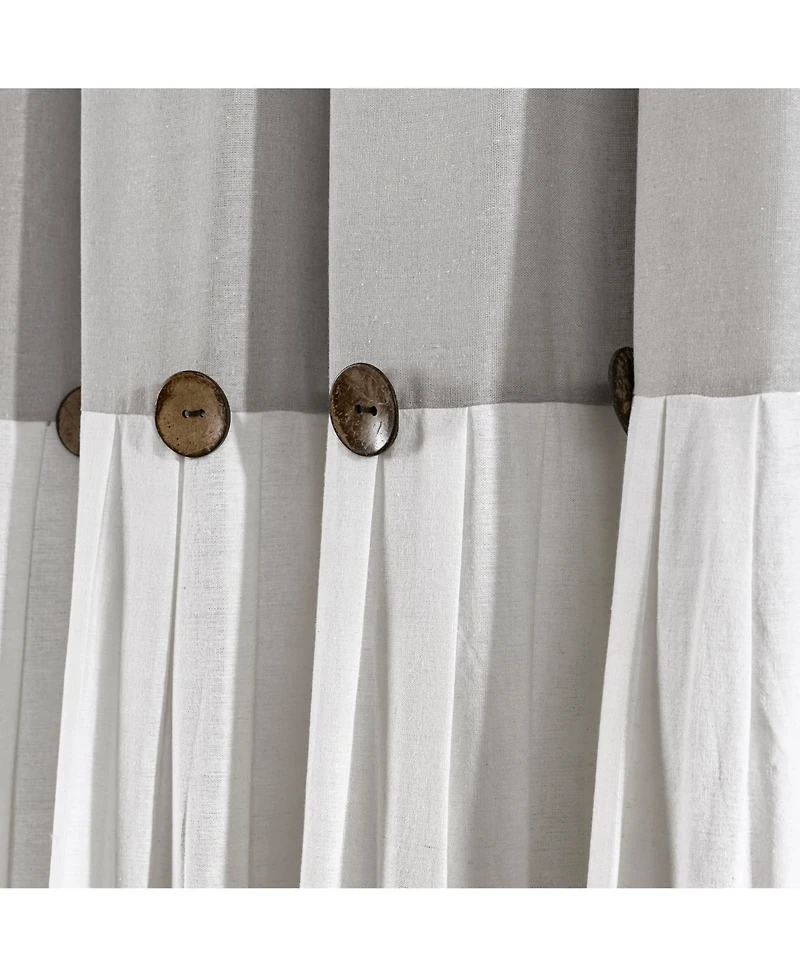 Lush Decor Linen Button Window Curtain - Single Panel Rustic and Modern Farmhouse Curtains
