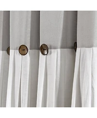 Lush Decor Linen Button Window Curtain - Single Panel Rustic and Modern Farmhouse Curtains