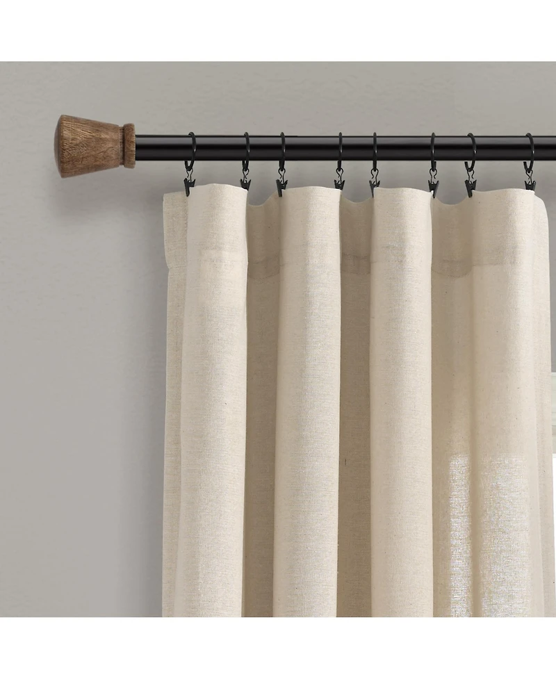 Lush Decor Linen Button Window Curtain - Single Panel Rustic and Modern Farmhouse Curtains