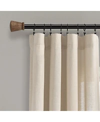 Lush Decor Linen Button Window Curtain - Single Panel Rustic and Modern Farmhouse Curtains