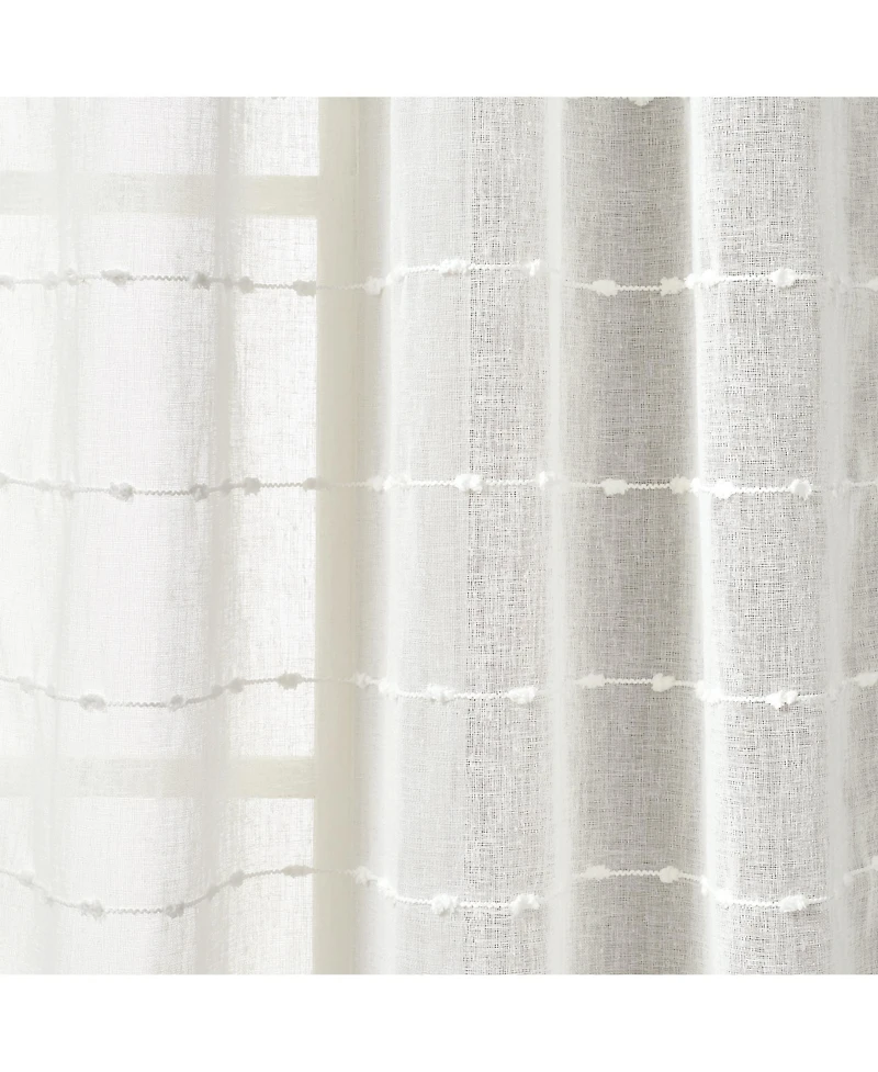 Farmhouse Textured Back Tab/Rod Pocket Sheer Window Curtain Panels