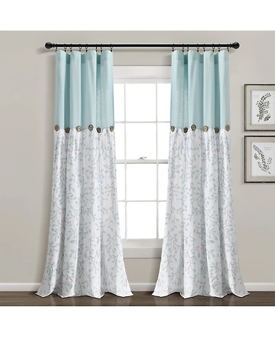 Linen Button Botanical Garden Window Curtain Panels