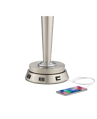 360 Lighting 1 3/4" High Lamp Base Universal Charging Usb-Outlet Workstation Silver Nickel Finish Metal Living Room Charging