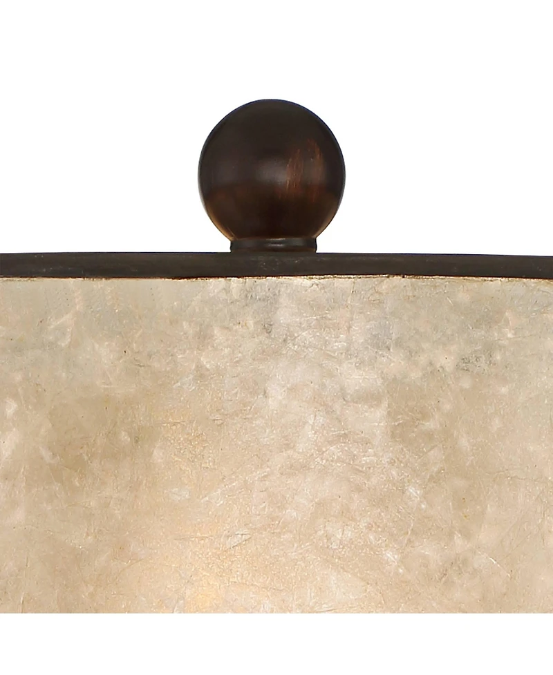 Franklin Iron Works Naomi Industrial Rustic Table Lamp 25" High Aged Bronze Brown Mica Drum Shade for Bedroom Living Room Bedside Nightstand Offi