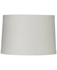 Springcrest Off-White Linen Medium Drum Lamp Shade 15" Top x 16" Bottom x 11" High (Spider) Replacement Harp and Finial