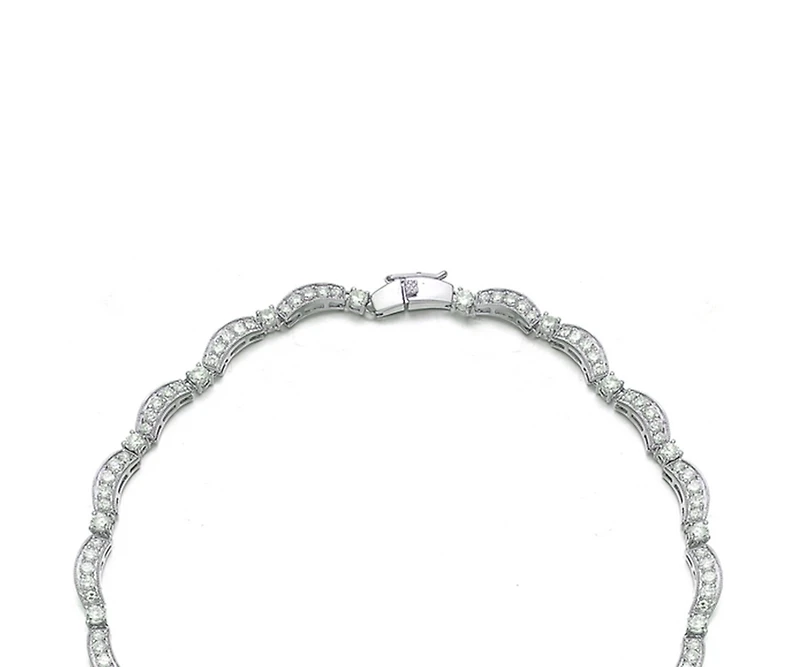 Elegant Heavy Sterling Silver Teardrop with Cubic Zirconia Accent Necklace