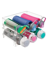 mDesign Plastic Free-Standing Stackable 3 Bottle Storage Rack, 2 Pack, Clear, Usa Made