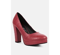 whitley croc texture high block heel pumps