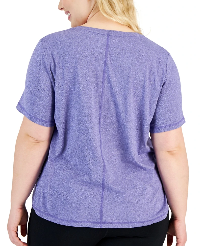 Id Ideology Plus Size Curved-Hem V-Neck Top, Created for Macy's