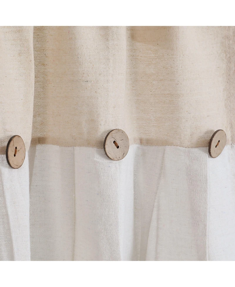 Linen Button Kitchen Tier Window Curtain Panels