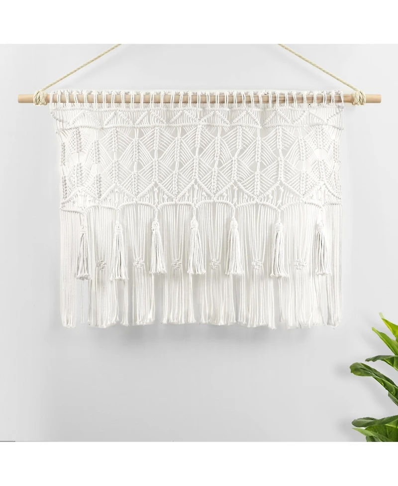 Boho Macrame Tassel Cotton Valance/Kitchen Curtain/Wall Decor