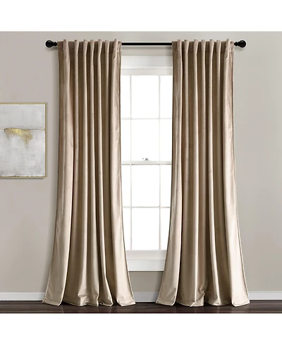 Lush Decor Prima Velvet Solid Light Filtering Back Tab/Rod Pocket Window Curtain Panels