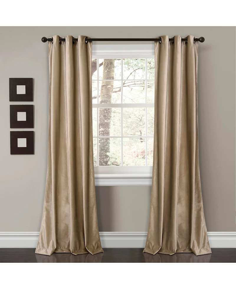 Prima Velvet Solid Light Filtering Grommet Window Curtain Panels