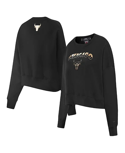 Women's Pro Standard Black Chicago Bulls Glam Cropped Pullover Sweatshirt