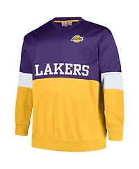 Men's Fanatics Purple, Gold Los Angeles Lakers Big and Tall Split Pullover Sweatshirt