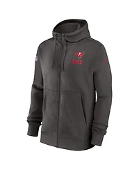 Men's Nike Pewter Tampa Bay Buccaneers Sideline Club Performance Full-Zip Hoodie