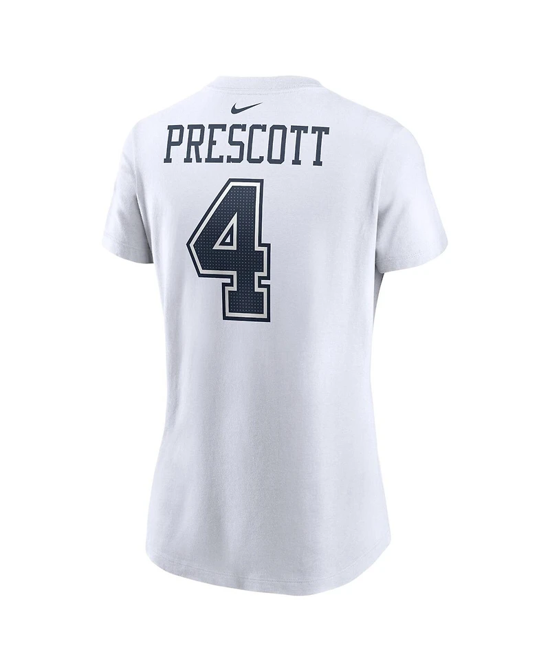 Women's Nike Dak Prescott White Dallas Cowboys Player Name and Number T-shirt