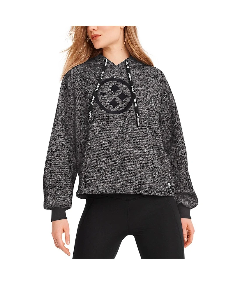 Women's Dkny Sport Black Pittsburgh Steelers Debbie Dolman Raglan Pullover Hoodie