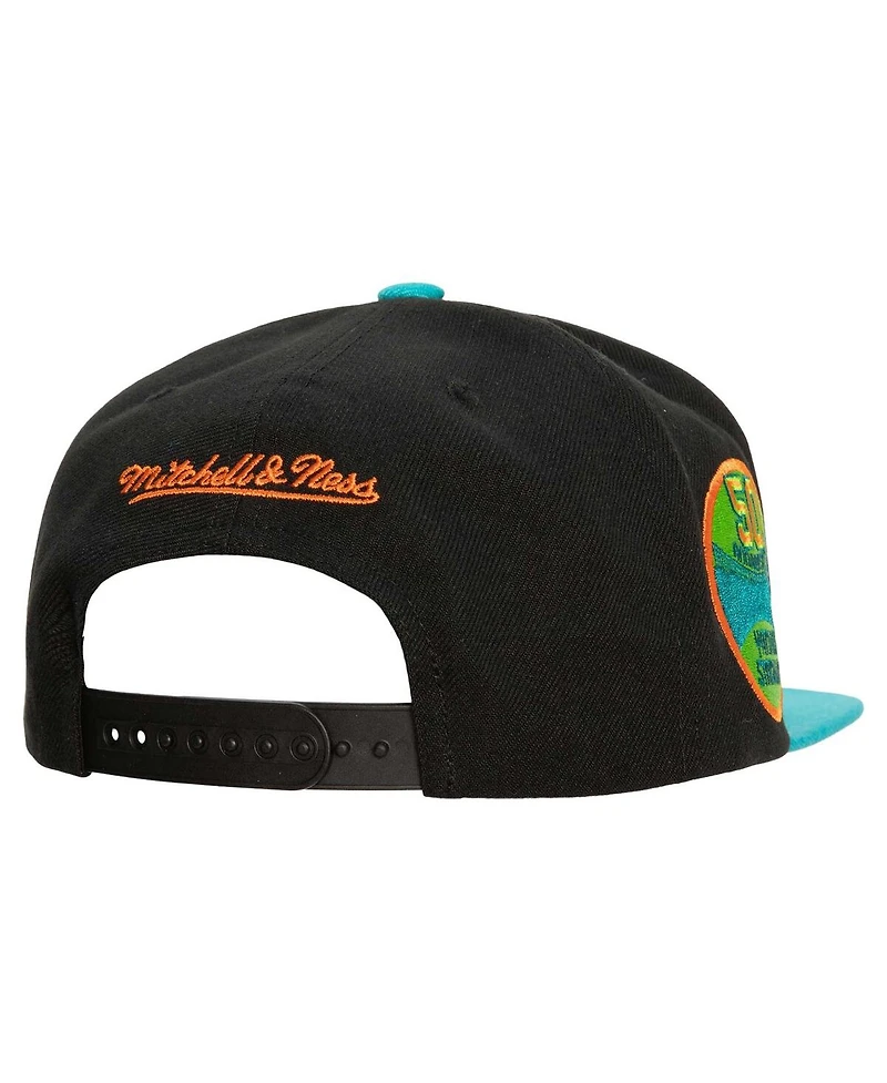 Men's Mitchell & Ness Black, Teal New York Yankees Citrus Cooler Snapback Hat