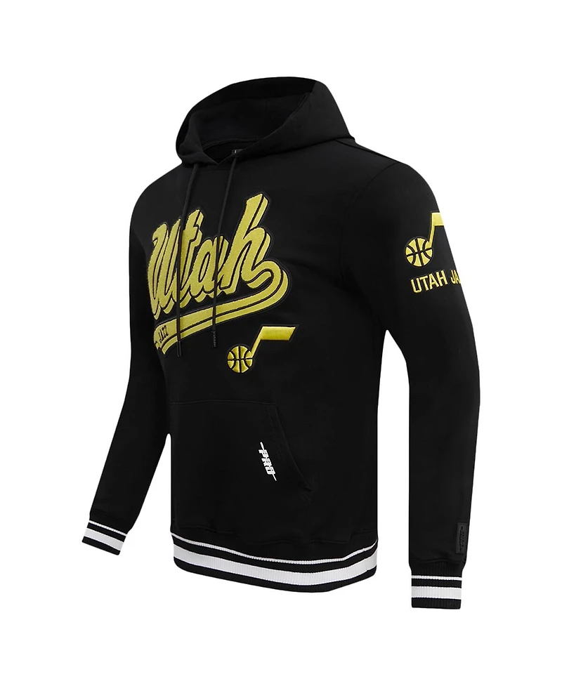 Men's Pro Standard Black Utah Jazz Script Tail Pullover Hoodie