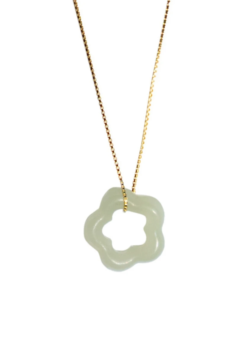 Plum blossom — Green jade pendant necklace
