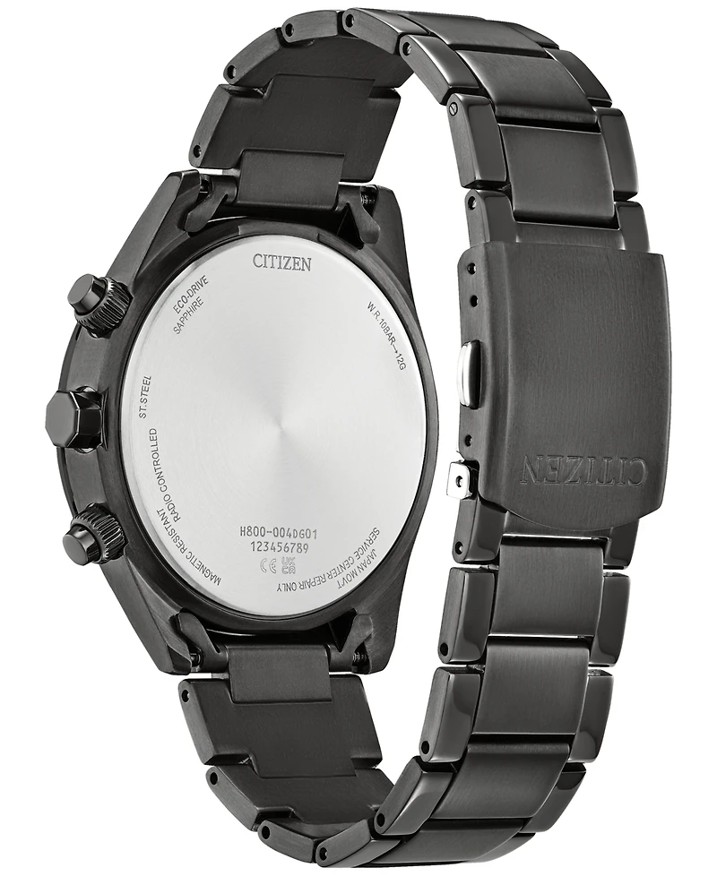 Citizen Eco-Drive Men's Chronograph Sport Luxury Radio Control Gray-Tone Stainless Bracelet Watch 43mm