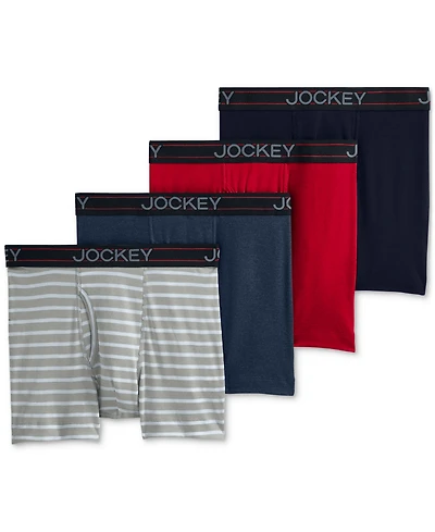 Jockey Men's Lightweight Cotton Blend 5" Boxer Briefs, Pack of 4