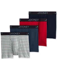 Jockey Men's Lightweight Cotton Blend 5" Boxer Briefs, Pack of 4
