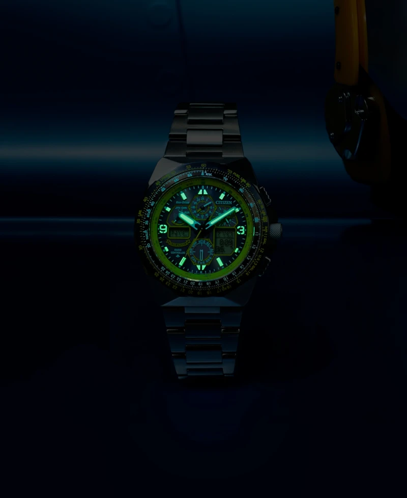 Citizen Eco-Drive Men's Chronograph Promaster Skyhawk A-t Blue Angels Stainless Steel Bracelet Watch 46mm