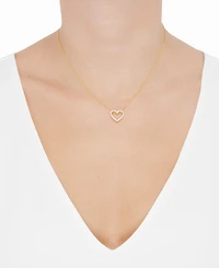 Diamond Open Heart Pendant Necklace (1/4 ct. t.w.) in 14k Gold-Plated Sterling Silver, 16" + 2" extender
