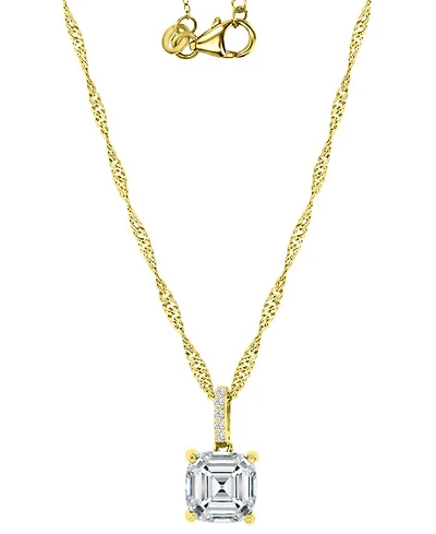 Cubic Zirconia Cushion-Cut Solitaire Pendant Necklace, 18" + 2" extender