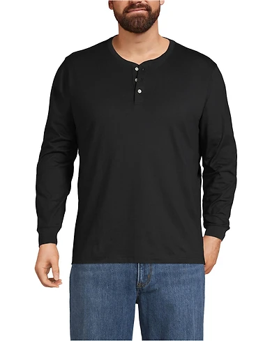 Lands' End Men's Big and Tall Super-t Long Sleeve Henley T-Shirt