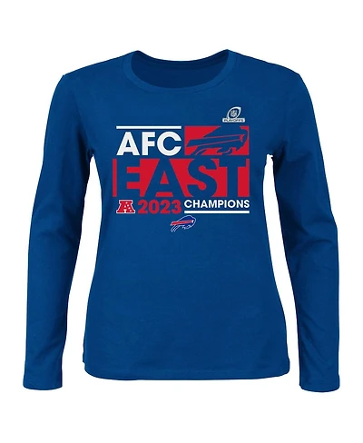 Women's Fanatics Royal Buffalo Bills 2023 Afc East Division Champions Plus Conquer Long Sleeve Crew Neck T-shirt