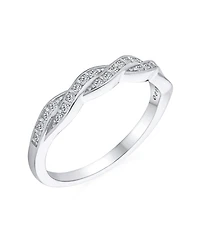 Bling Jewelry Intertwined Rope Twist Knot 1/2 Eternity Clear Pave Cubic Zirconia Cz Infinity Band Ring .925 Sterling Silver