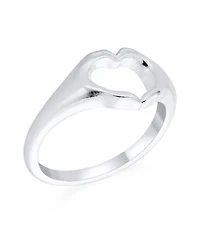 Bling Jewelry Inspirational Friendship Silver Ring Open Heart and I Love You Sign Language