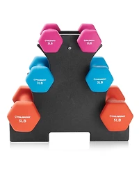 Philosophy Gym Neoprene Dumbbell Hand Weights with Stand, lbs ( lb, 3 lb