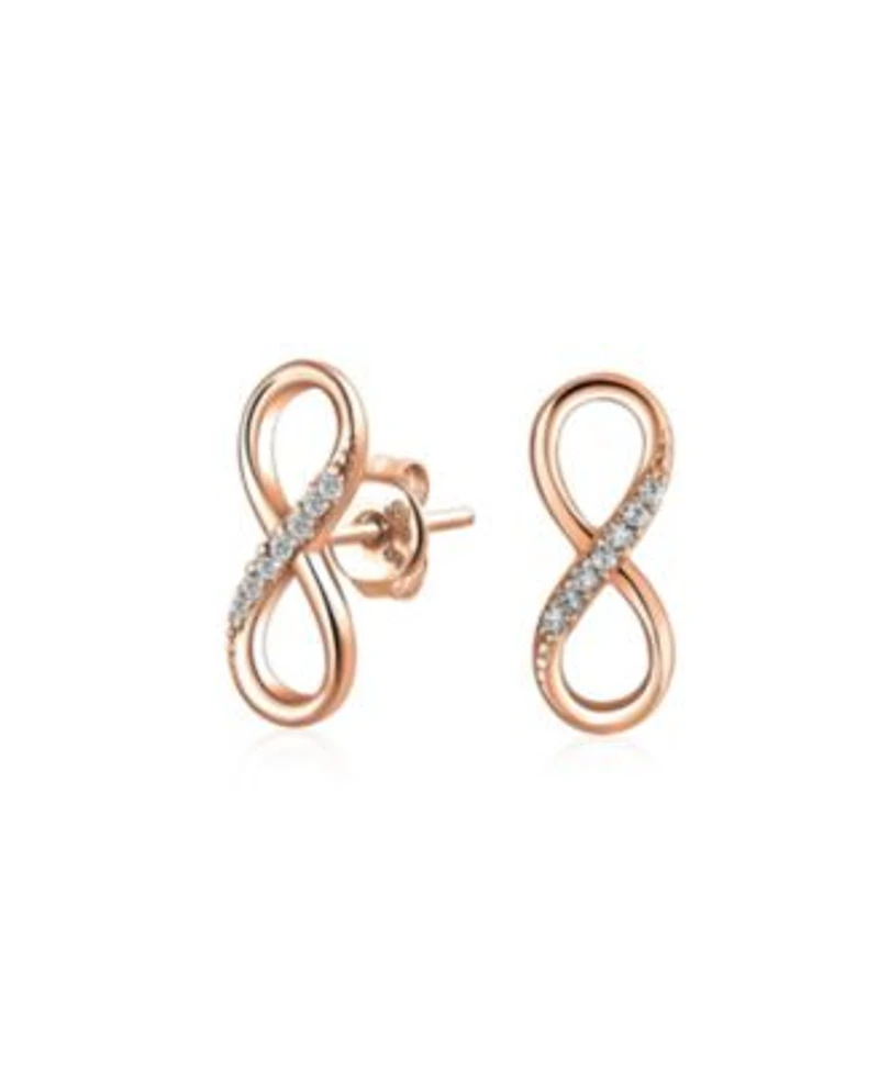 Bling Jewelry Classic Cz Cubic Zircona Stud Earrings Love Knot Infinity Sterling Silver