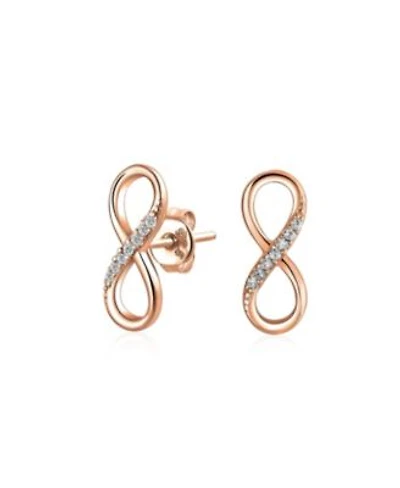 Bling Jewelry Classic Cz Cubic Zircona Stud Earrings Love Knot Infinity Sterling Silver