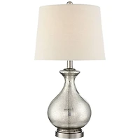 360 Lighting Albert Modern Table Lamp 24 3/4" High Mercury Glass Gourd Oatmeal Drum Shade for Bedroom Living Room Bedside Nightstand Office Kids